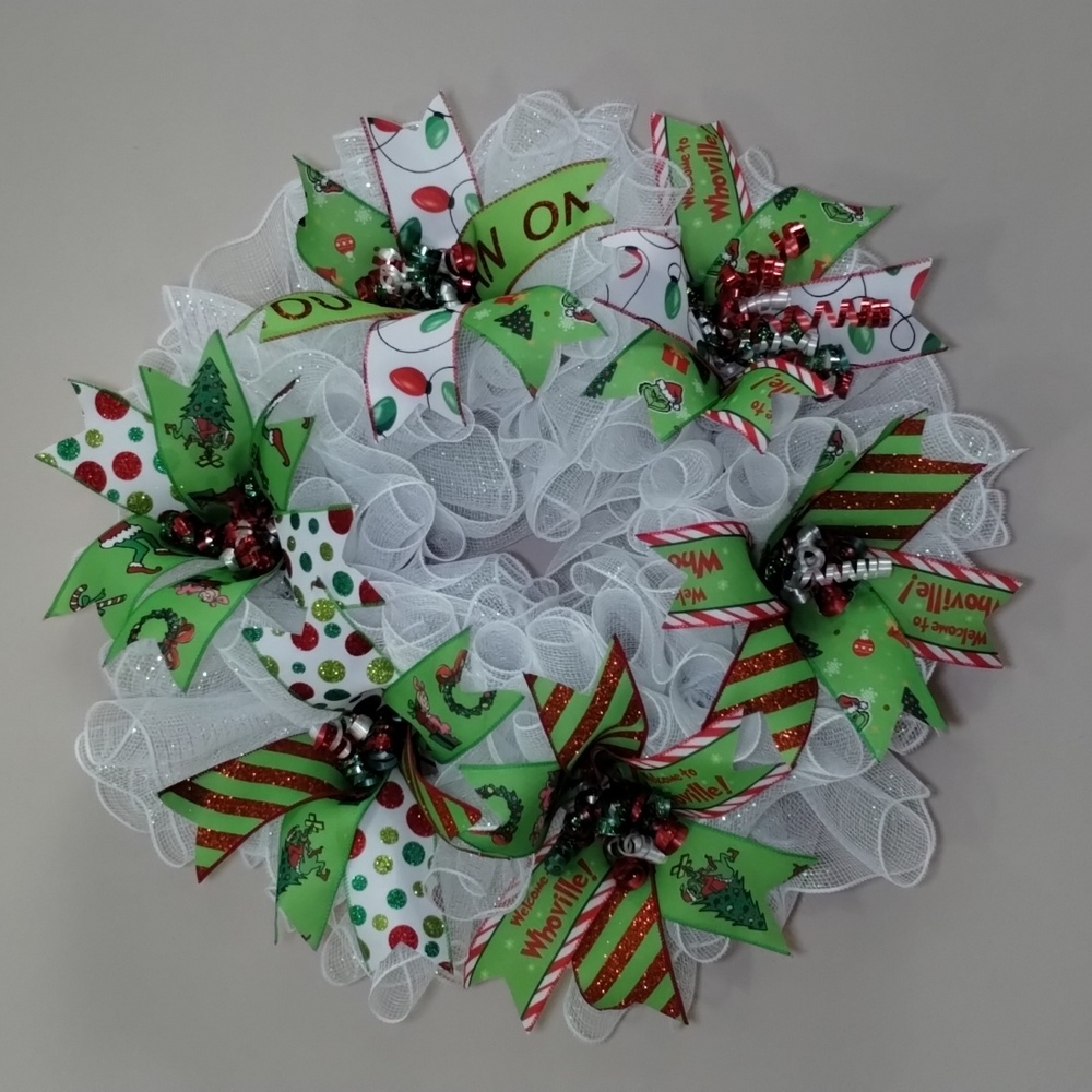 Handmade Holiday Wreath ~ 24" Grinch